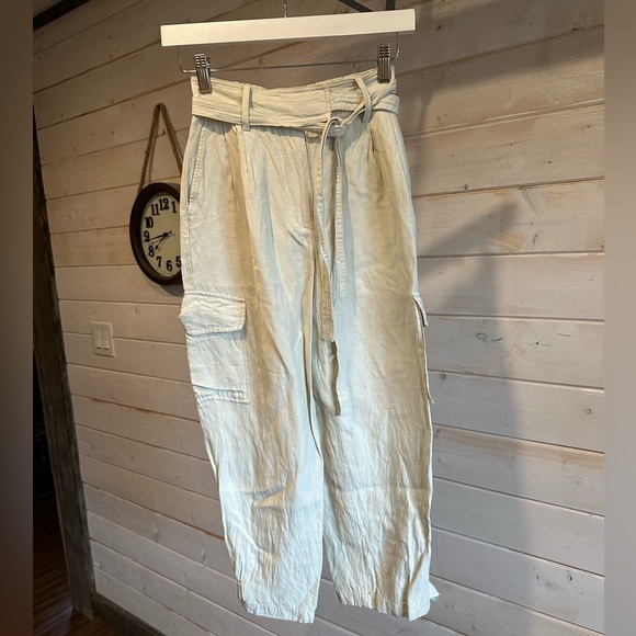 Wilfred Pants - Wilfred | Cream Linen Blend Cargo Style Joggers